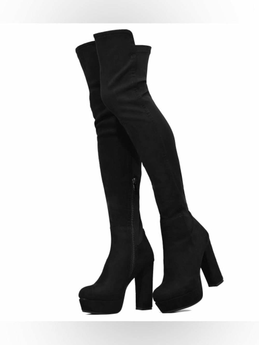 Women’s Black Over-the-Knee Platform Block Heel Boots